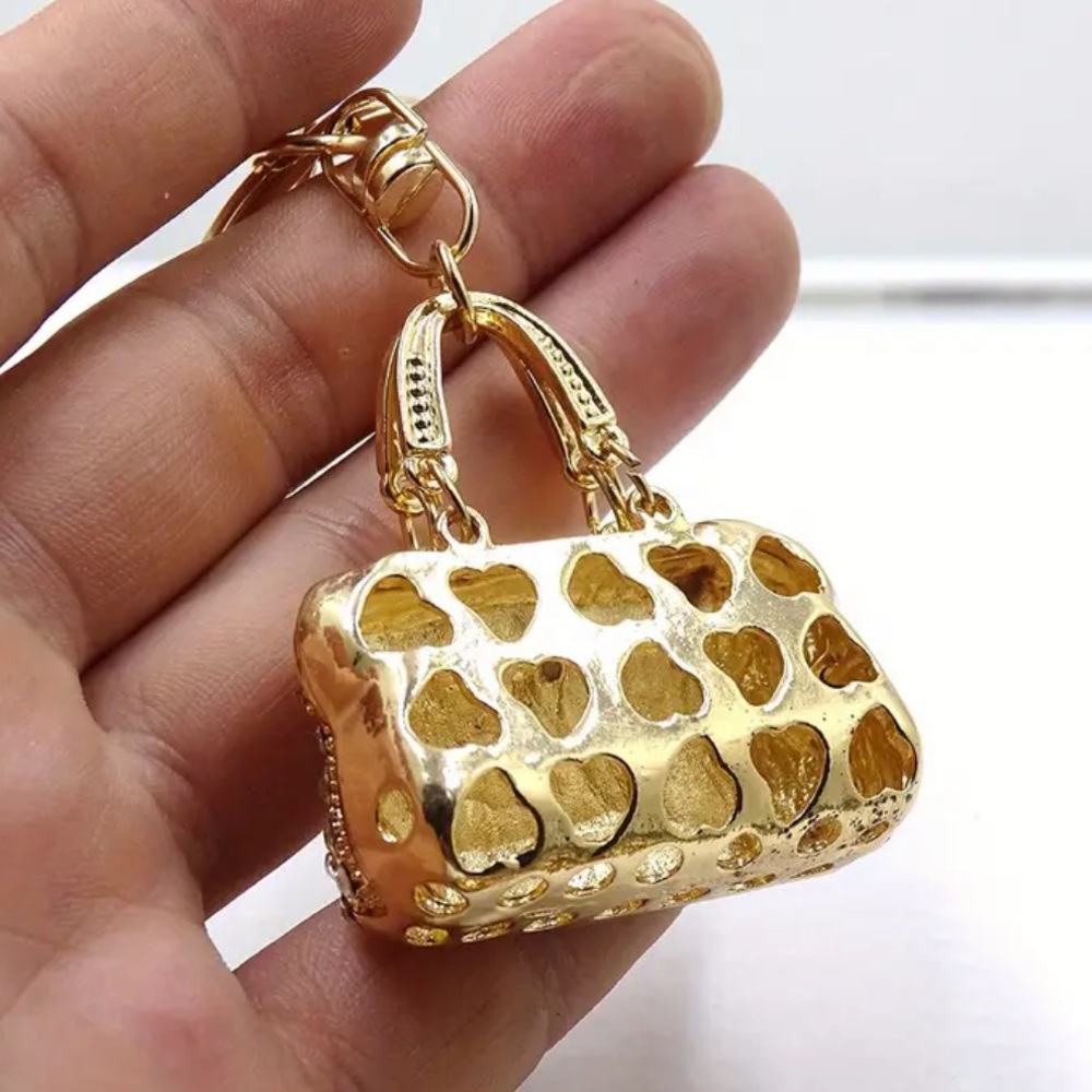 Keychain Ruby Red and crystal purse. NIP. 1.75 x 1.75 x.5” width. Length 4.25” - Picture 3 of 7